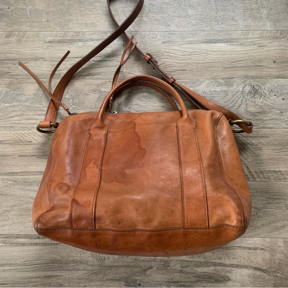 Madewell Prague Satchel Leather Tan Crossbody Bag Water Stains - Picture 7 of 16